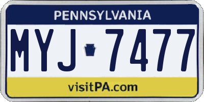 PA license plate MYJ7477