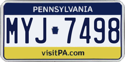 PA license plate MYJ7498