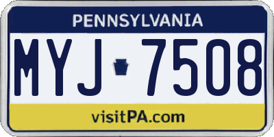 PA license plate MYJ7508