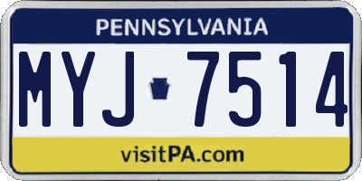 PA license plate MYJ7514