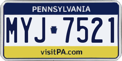 PA license plate MYJ7521