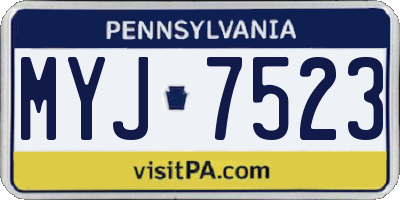 PA license plate MYJ7523
