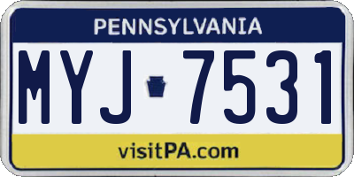 PA license plate MYJ7531