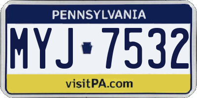PA license plate MYJ7532