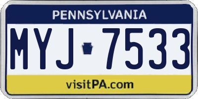 PA license plate MYJ7533