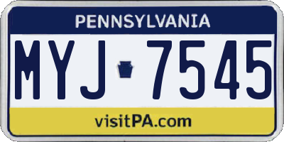PA license plate MYJ7545
