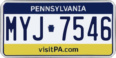PA license plate MYJ7546
