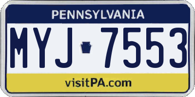 PA license plate MYJ7553