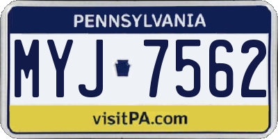 PA license plate MYJ7562
