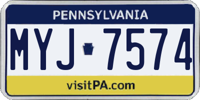 PA license plate MYJ7574