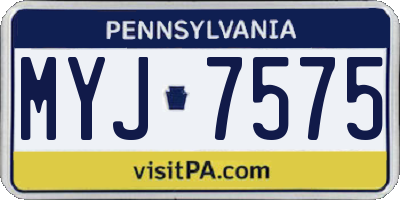 PA license plate MYJ7575