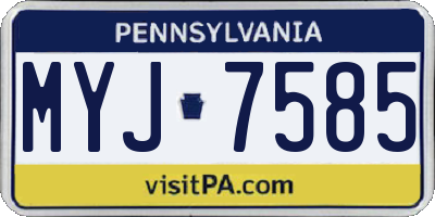 PA license plate MYJ7585