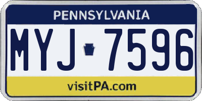 PA license plate MYJ7596