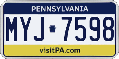 PA license plate MYJ7598