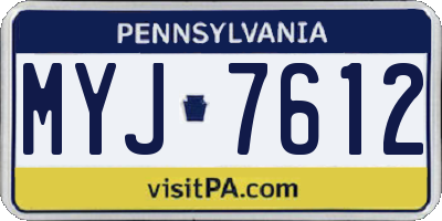 PA license plate MYJ7612