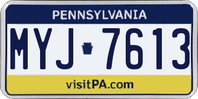 PA license plate MYJ7613