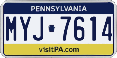 PA license plate MYJ7614