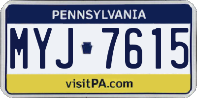 PA license plate MYJ7615