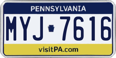 PA license plate MYJ7616