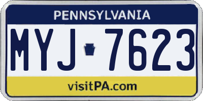 PA license plate MYJ7623