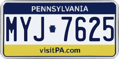 PA license plate MYJ7625