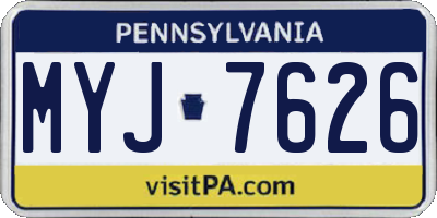 PA license plate MYJ7626