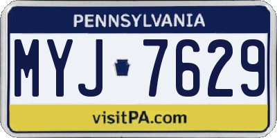 PA license plate MYJ7629