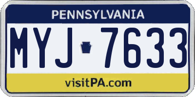 PA license plate MYJ7633