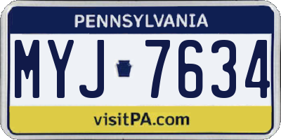 PA license plate MYJ7634