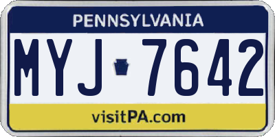 PA license plate MYJ7642