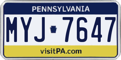 PA license plate MYJ7647