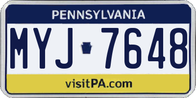 PA license plate MYJ7648