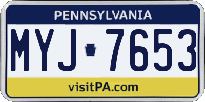 PA license plate MYJ7653