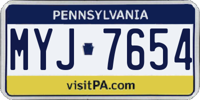 PA license plate MYJ7654