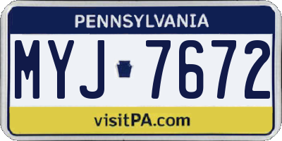 PA license plate MYJ7672