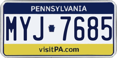 PA license plate MYJ7685