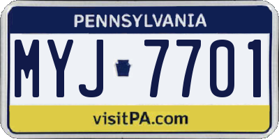 PA license plate MYJ7701