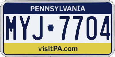 PA license plate MYJ7704