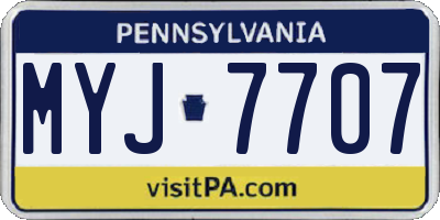 PA license plate MYJ7707