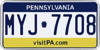 PA license plate MYJ7708