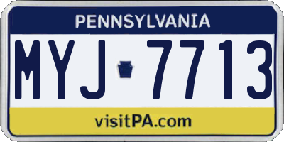 PA license plate MYJ7713
