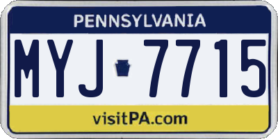 PA license plate MYJ7715
