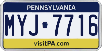 PA license plate MYJ7716