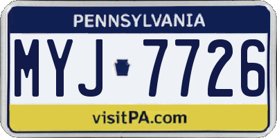PA license plate MYJ7726