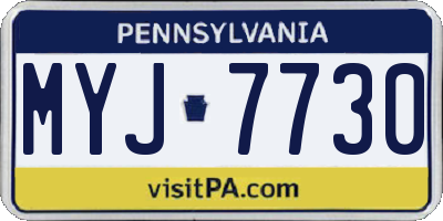 PA license plate MYJ7730