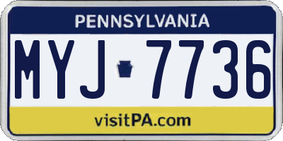 PA license plate MYJ7736
