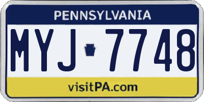 PA license plate MYJ7748