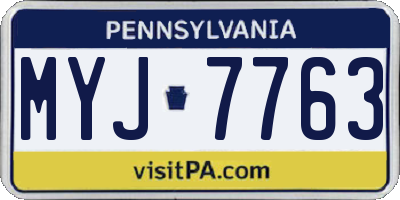 PA license plate MYJ7763