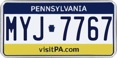 PA license plate MYJ7767