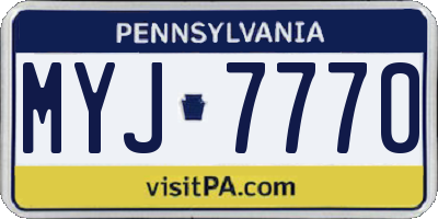 PA license plate MYJ7770